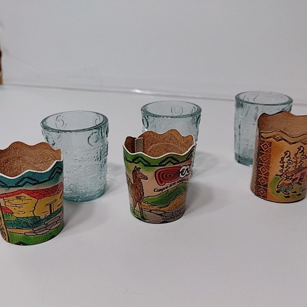 artesania peruana set de tres vasos de chupito